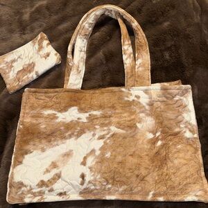 Stylish Brown and Cream Tote Bag